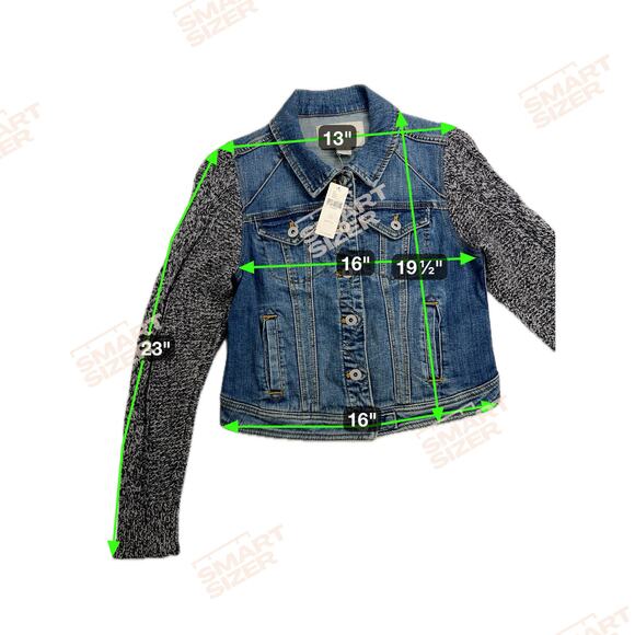 Pilcro and the Letterpress Cable Knit Sweater Sleeve Denim Jean Jacket Size SP - Picture 10 of 16